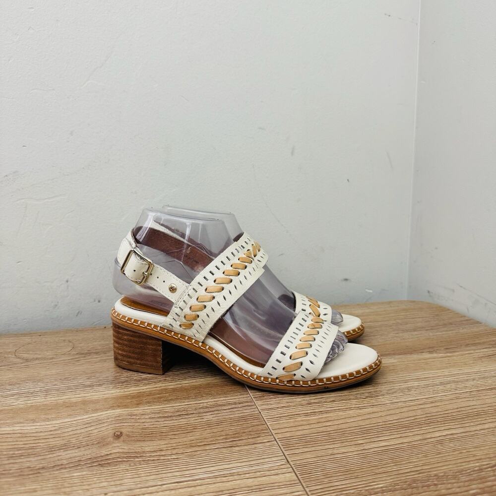 Pikolinos Blanes White And Brown Leather Sandal Women’s Size 6.5 - Picture 6 of 11